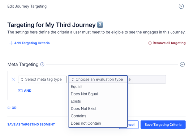Meta Tag Evaluation Type Drop Down List Options